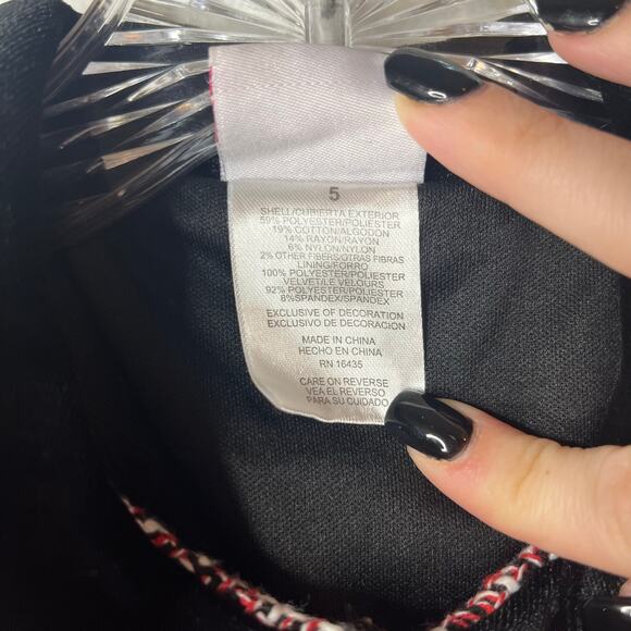 Nannette Kids Red Black Tweed Button Christmas Dress Coat w/ Velvet Collar Sz 5 - Picture 3 of 11